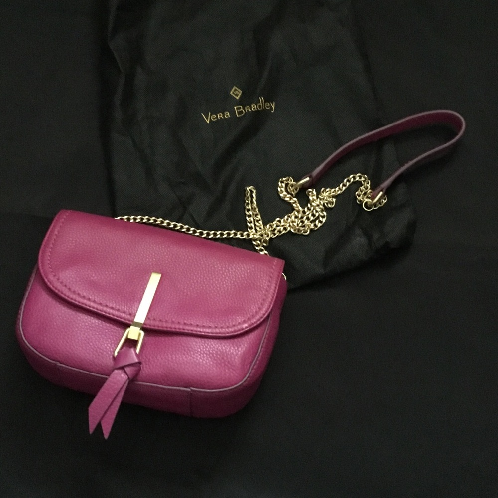Vera Bradley Magenta Crossbody Bag with Gold Chain